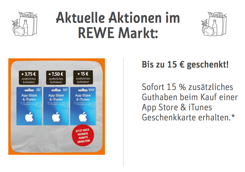 Screenshot Guthaben-Aktion von REWE