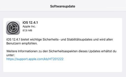 screenshot iOS 12.4.1 Update