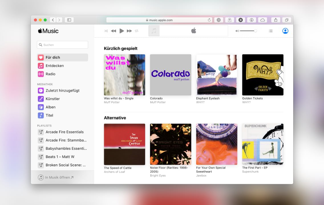 Apple Musik im Webbrowser