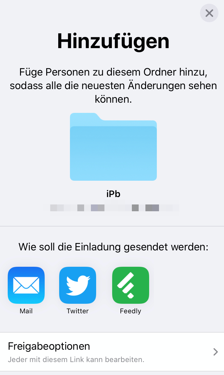 Popover Fenster Ordnerfreigabe iPadOS 13.4 Update