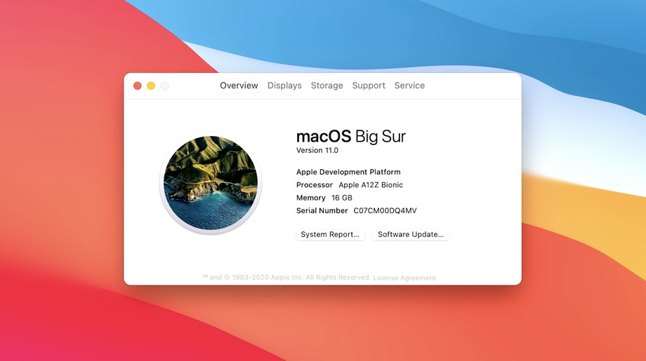 macOS 11 – Über diesen Mac macOS 11 Big Sur About Fenster