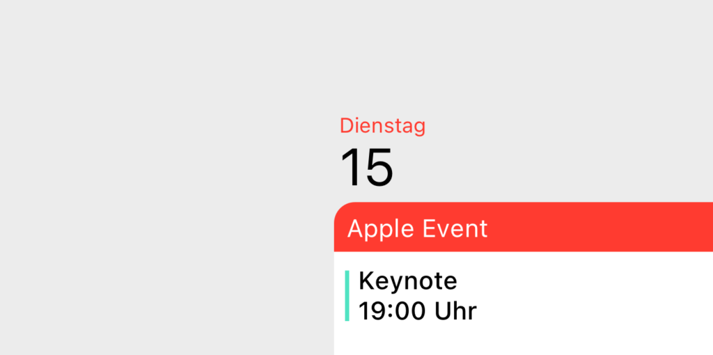 Kalendereintrag Apple Keynote 15.09.2020