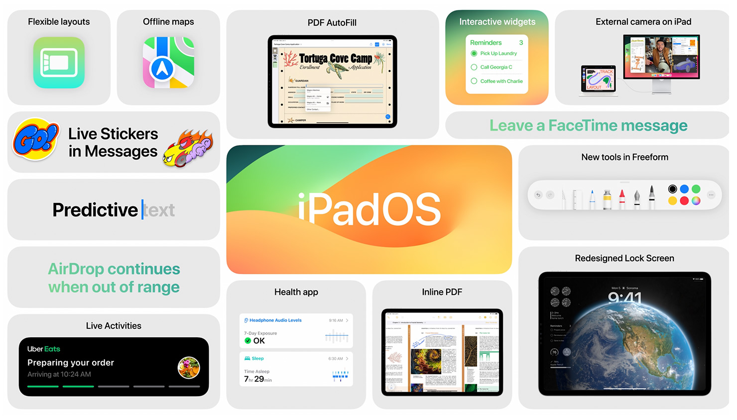 iPadOS 17 Keynote Sheet iPadOS 17 Vorschau auf Funktionen