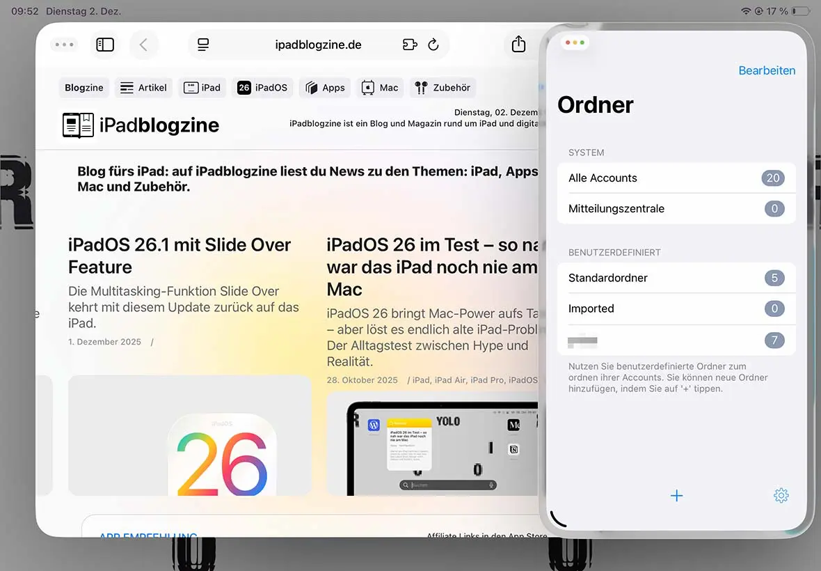 Slide Over in iPadOS 26.1