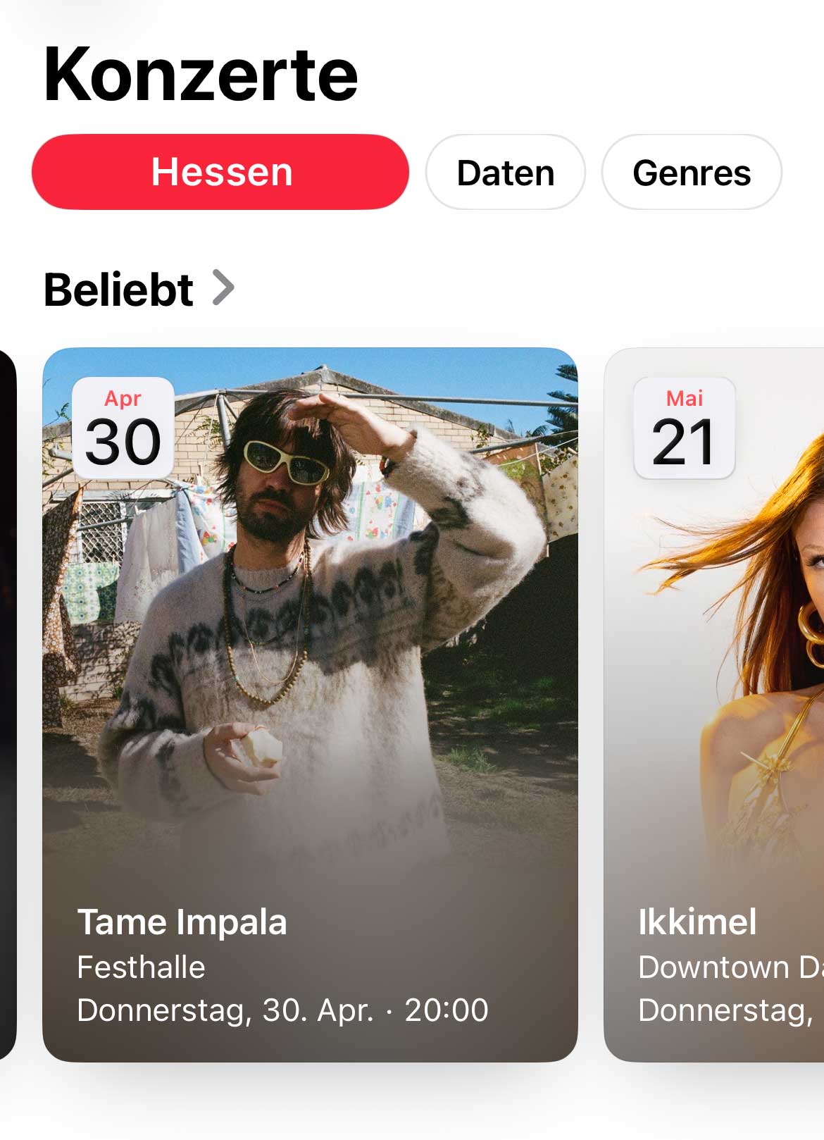 Konzerte Feature in Apple Music in iPadOS 26.4