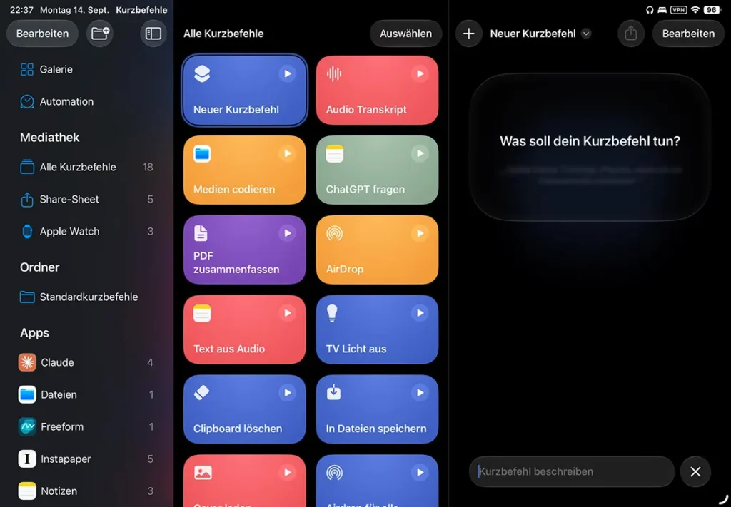 Kurzbefehle App